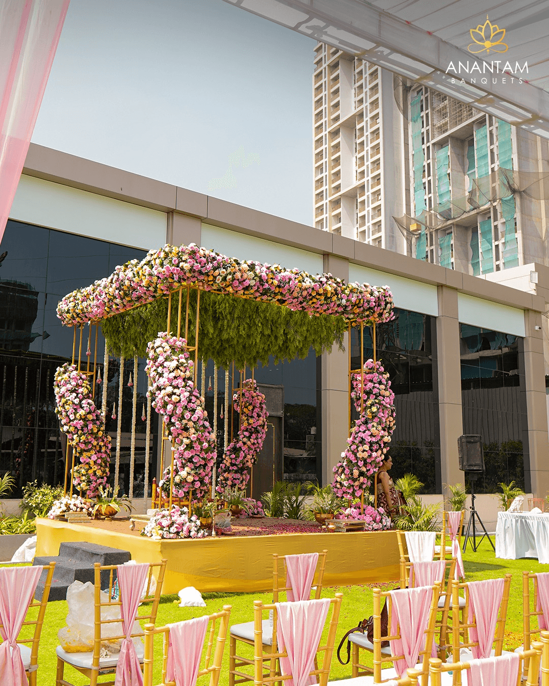 Floral wedding mandap